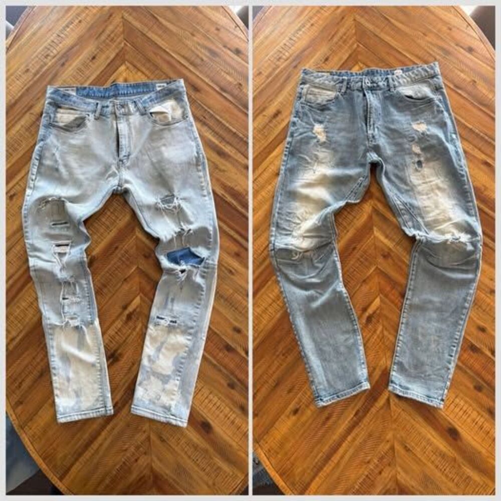 Smoke Rise Distressed Ripped Skinny Jeans Lot 2 Mens 38x34 Destroyed Punk Rock